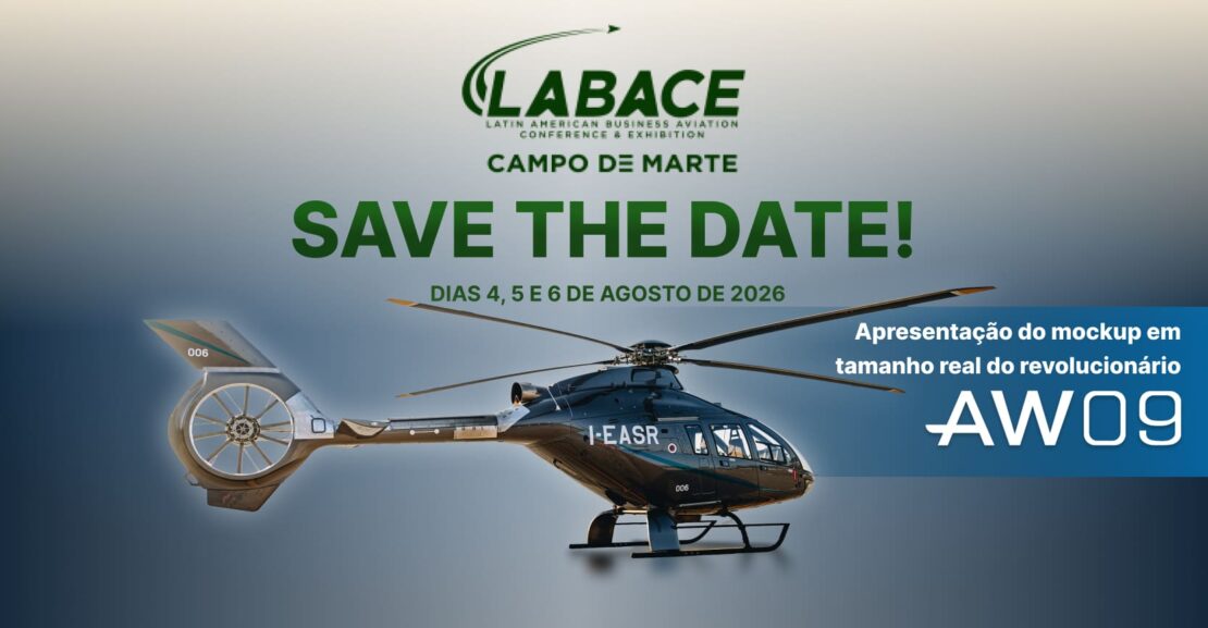 Save the Date LABACE 2026 - Gualter Helicópteros apresenta o AW09 no Campo de Marte