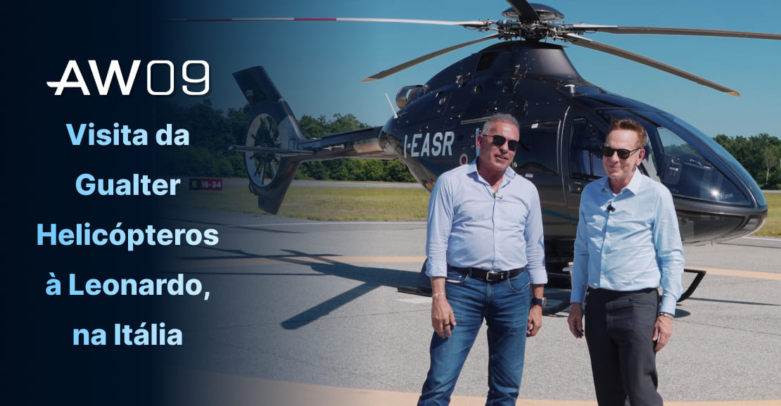 Diretor da Gualter Helicópteros ao lado do helicóptero AW09 em Vergiate, na Itália